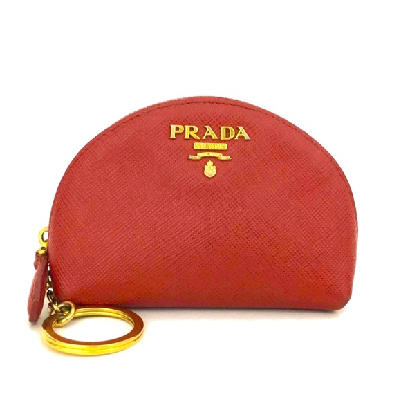 PRADA Saffiano Leather Zippy Coin Purse Wallet Red - Picture 1 of 8